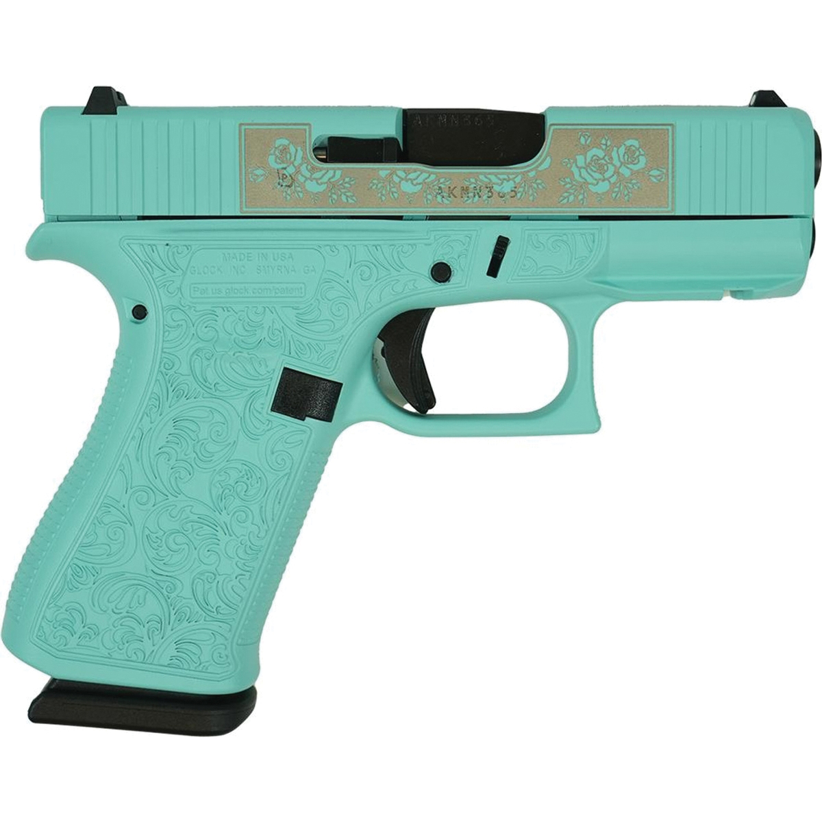 Glock G43X Glock & Roses Subcompact 9mm 3.41" 10rds, Robin's Egg Blue - Glock