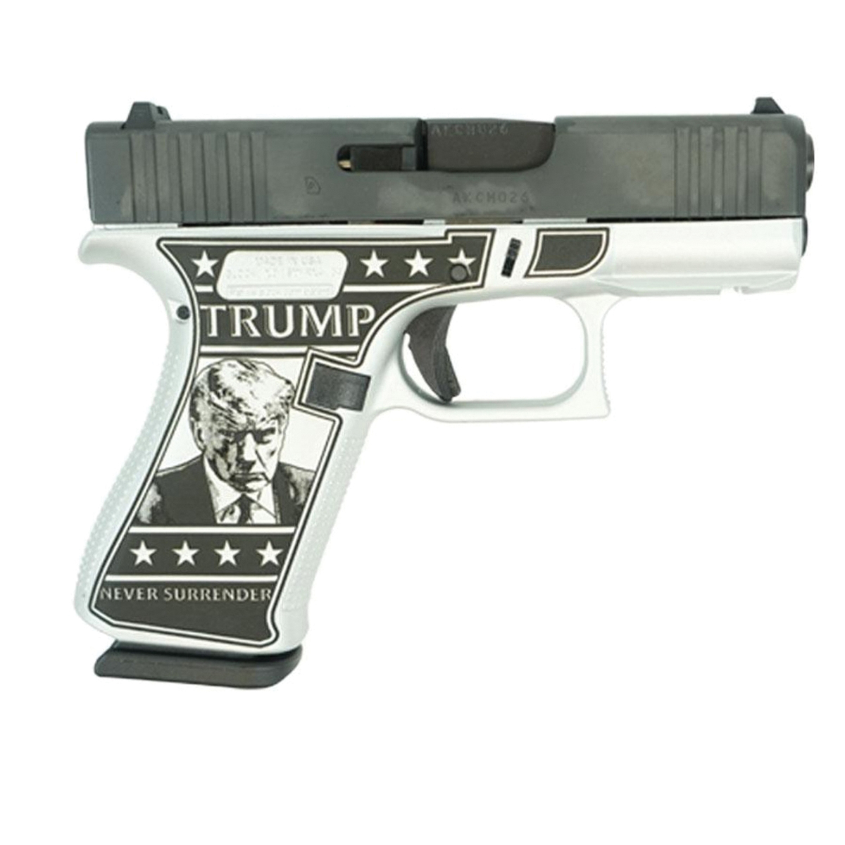 Glock G43X Custom Trump Mug Shot Subcompact 9mm 3.41" 10rds, Satin - Glock