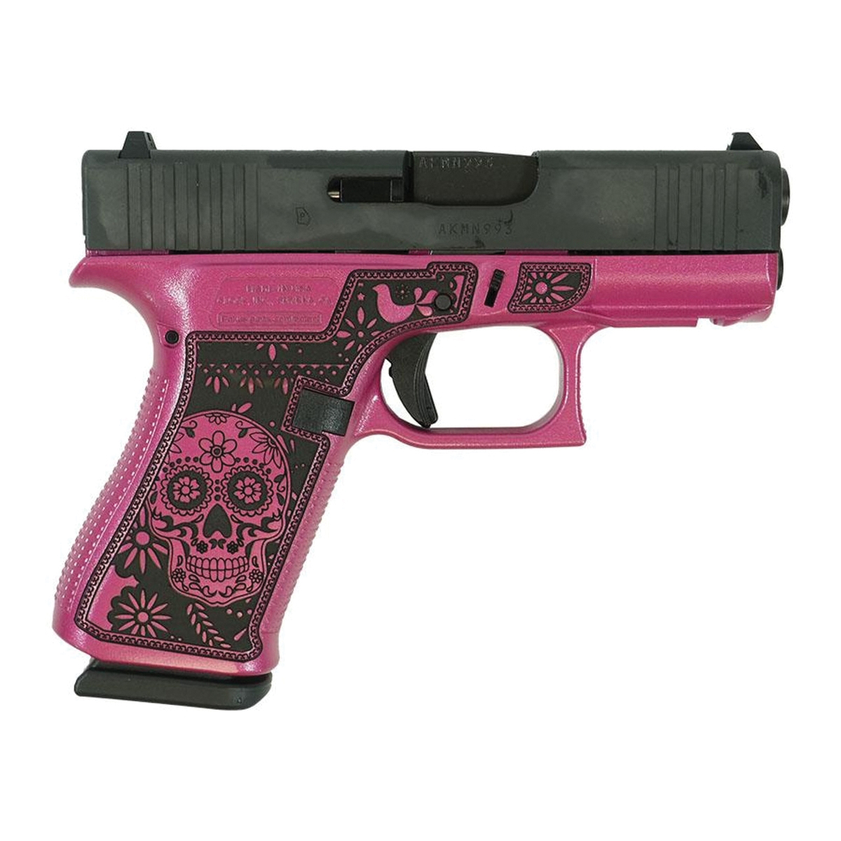 Glock G43X Sugar Skull Subcompact 9mm 3.41" 10rds, Medusa Pink - Glock