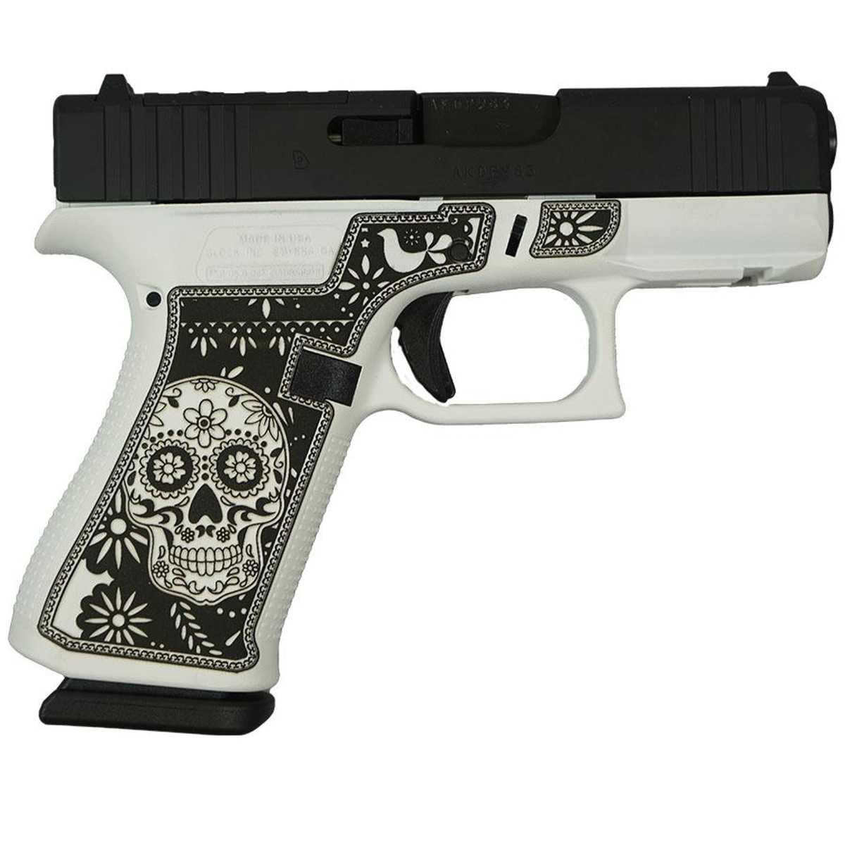 Glock G43X Sugar Skull Subcompact 9mm 3.41" 10rds, White - Glock