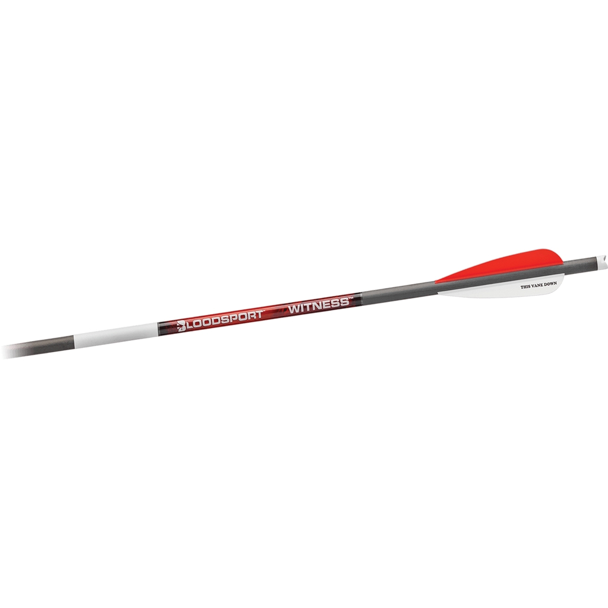 Bloodsport Arrows Witness 22" 10.90 GPI/325 gr 300 Spine Crossbow Arrow, Red/White/Black Pack of 6 - Bloodsport Arrows