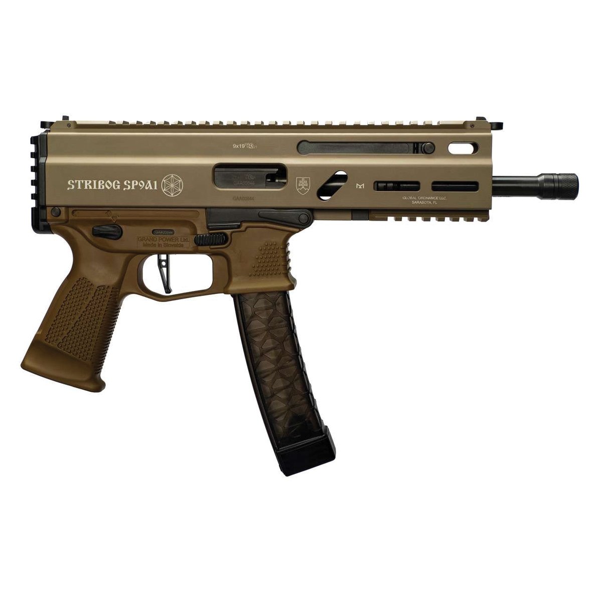 Grand Power Stribog SP45A3 .45 ACP 8" 20rds, Flat Dark Earth - Grand Power