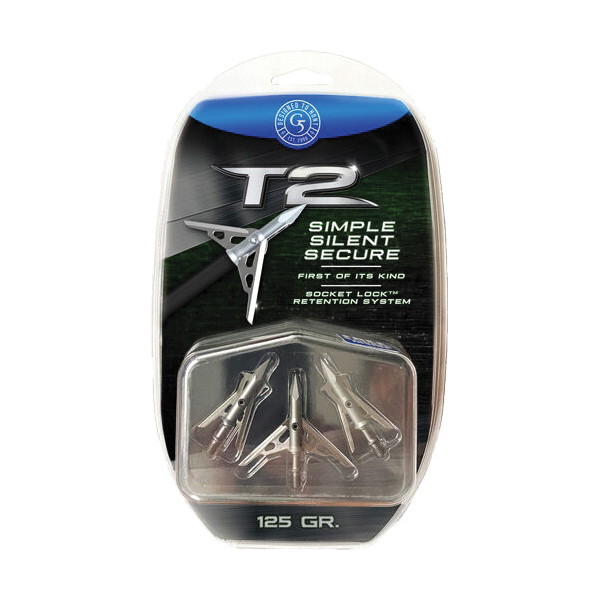 G5 Outdoors T2 125 gr Ballistic Match Point Practice 2-Blade Expandable Broadhead, Gray Pack of 3 - G5 Outdoors