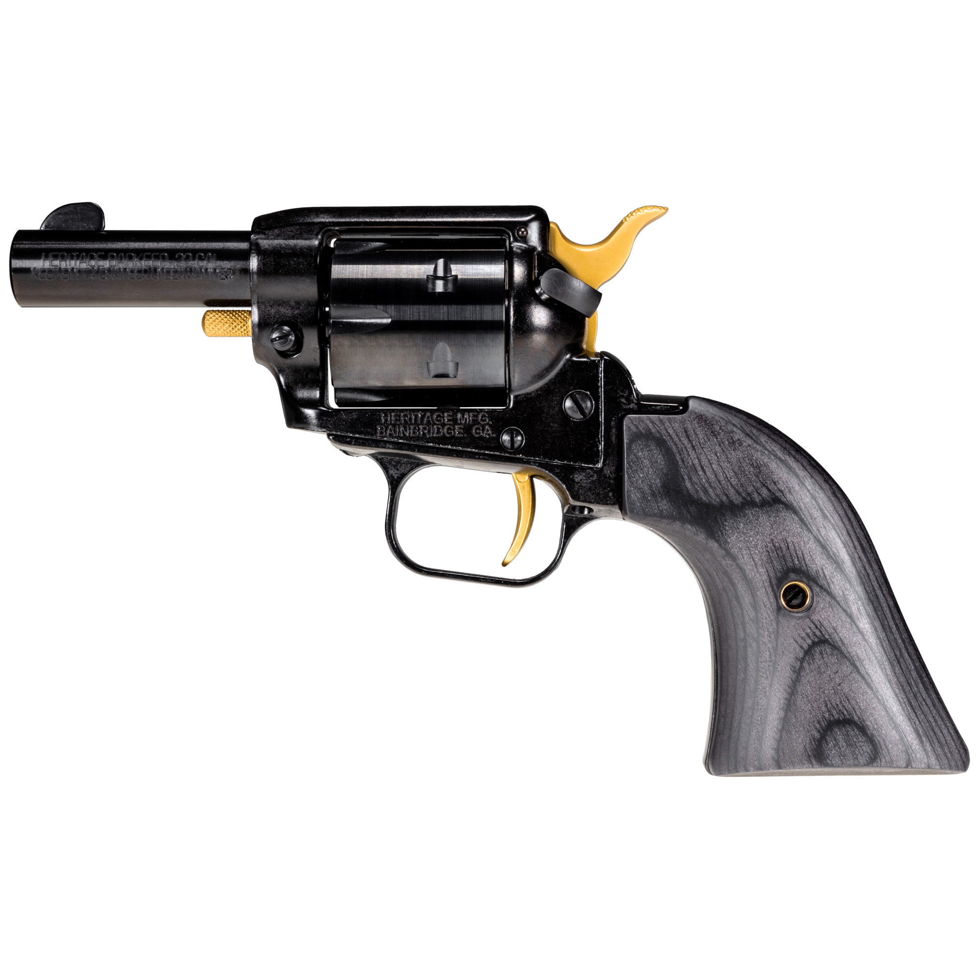 Heritage Barkeep .22LR Revolver, 2.68" Barrel, Fixed Sights, Black, Gold - BK22B2GLD - Heritage