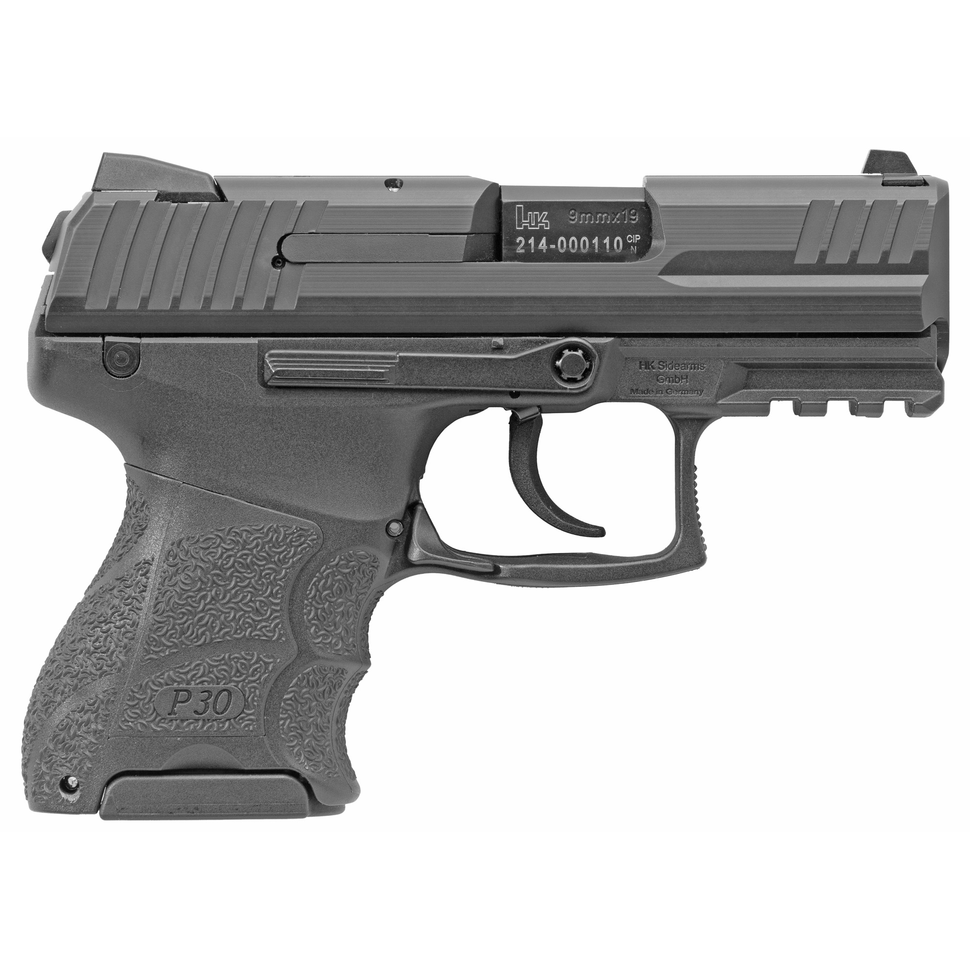 HK P30 SubKompact 9mm Pistol, 3.27" Barrel, Night Sights, Black - 81000085 - H&K