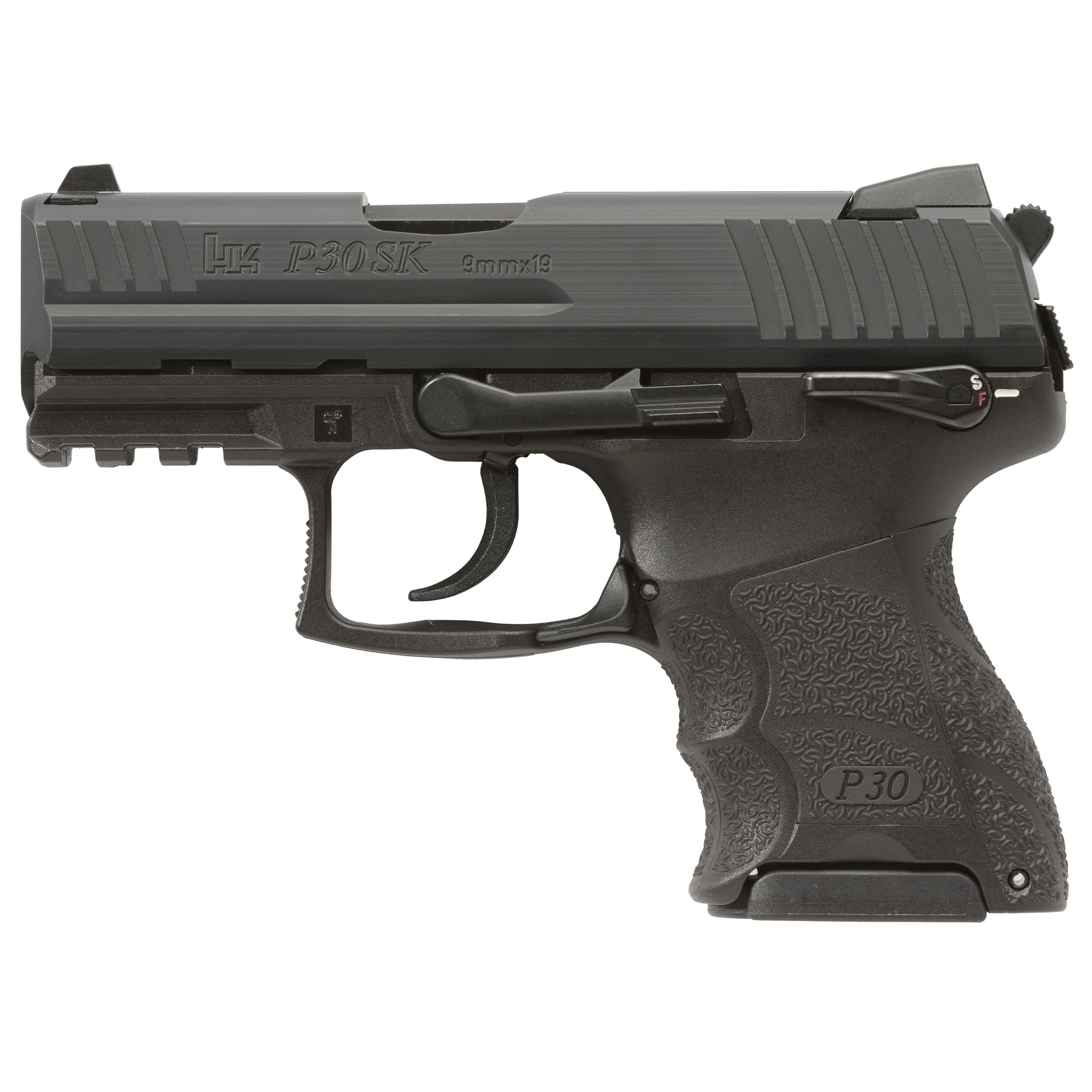 HK P30 SubKompact 9mm Pistol, 3.27" Barrel, Night Sights, Black - 81000089 - H&K