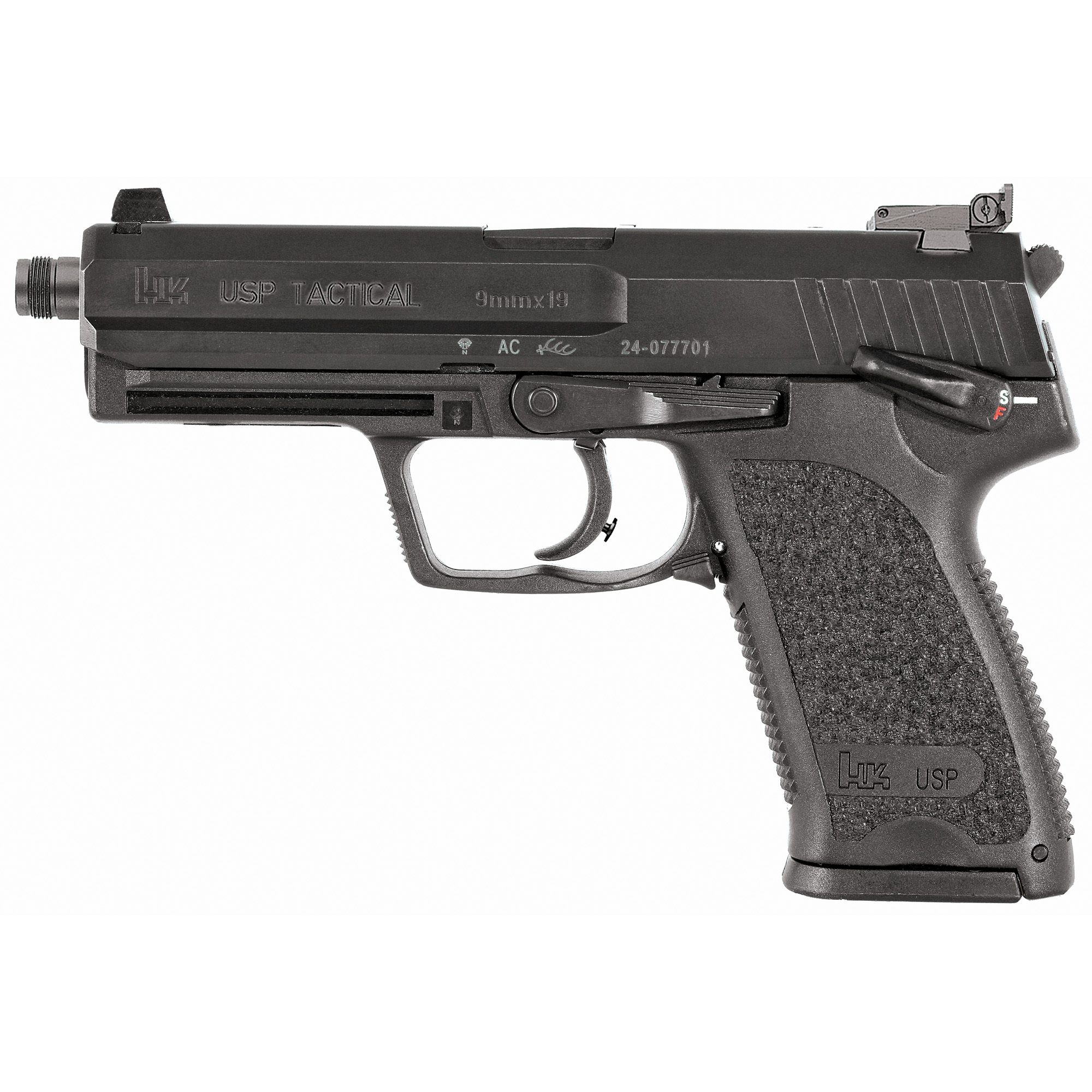 HK USP 9mm Pistol, 4.86" Barrel, Adjustable Night Sights, Black - 81000348 - H&K