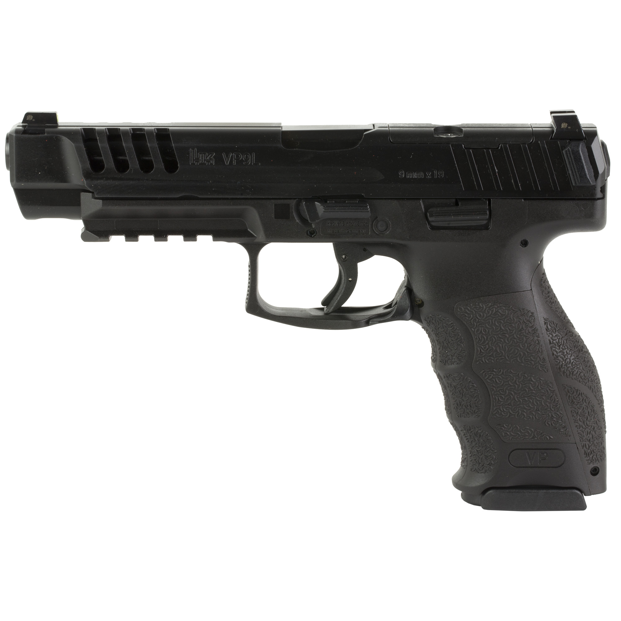 HK VP9L 9mm Pistol, 5" Barrel, Night Sights, Black - 81000594 - H&K