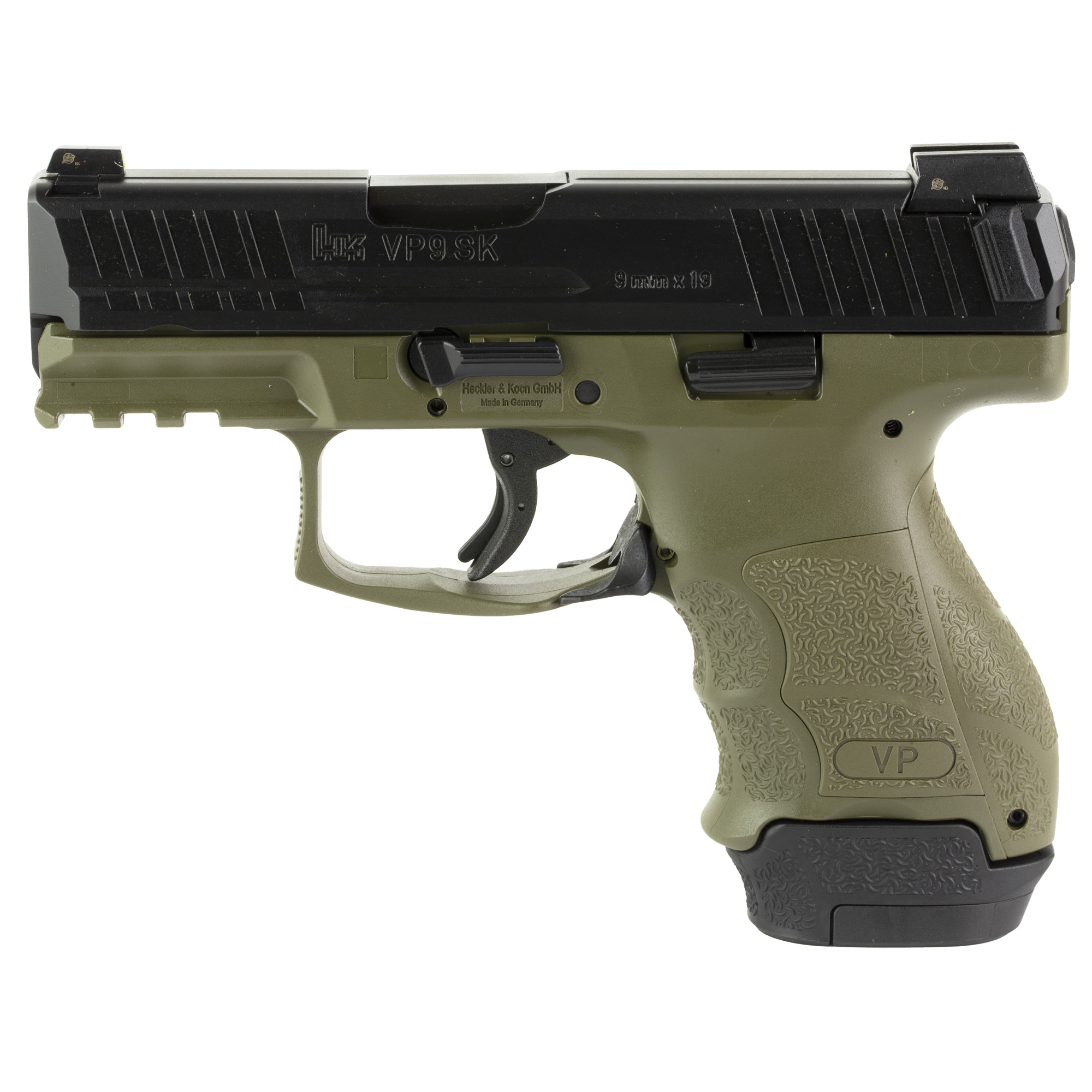 HK VP9SK 9mm Pistol, 3.39" Barrel, Night Sights, Green - 81000815 - H&K