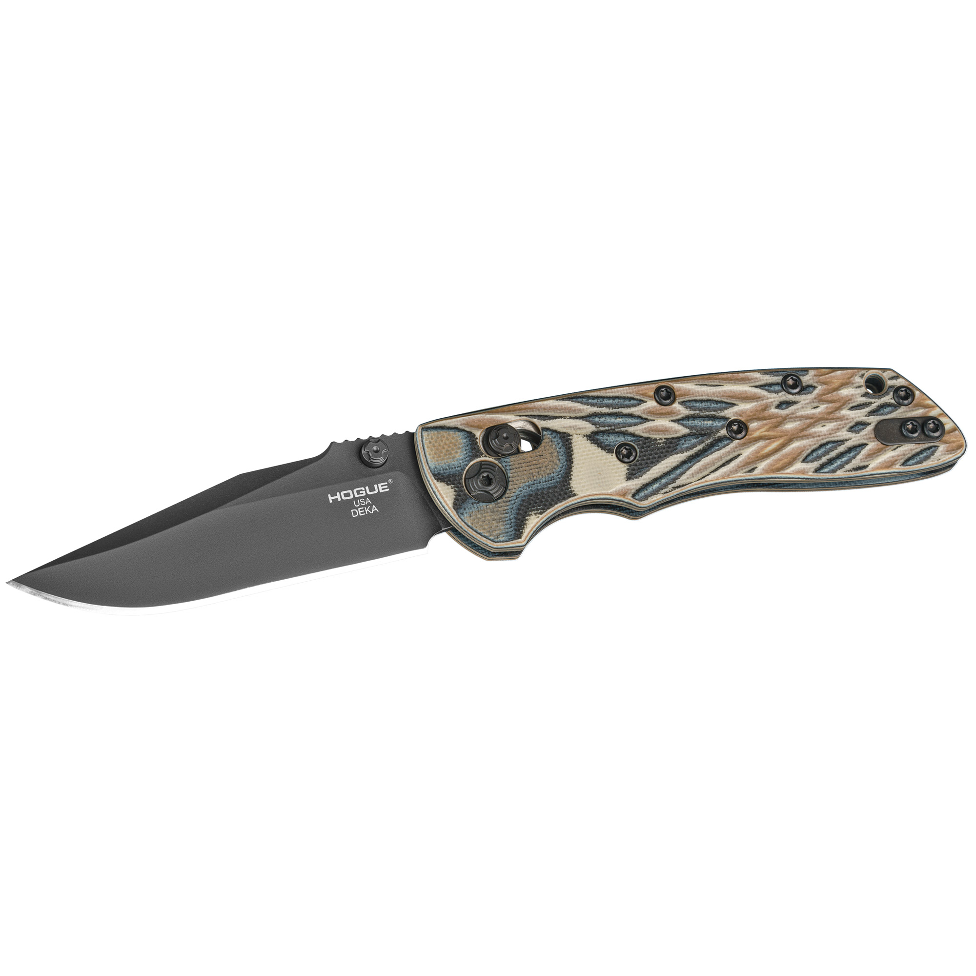 Hogue Deka 3.25" Clip Point Folding Knife, Black - 24277 - Hogue