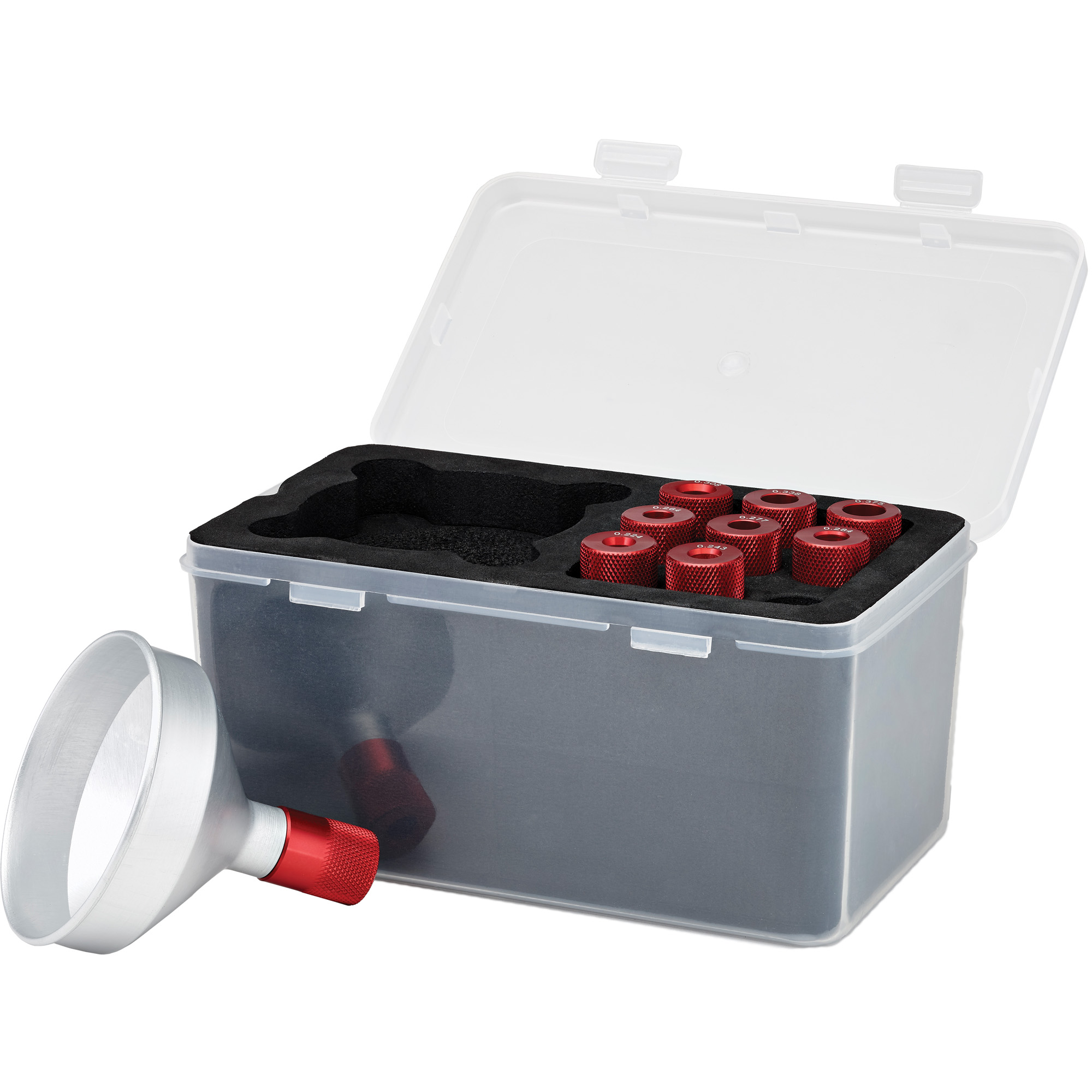 Hornady Powder Funnel Kit, 9 Adapters, Plastic Case - 586059 - Hornady