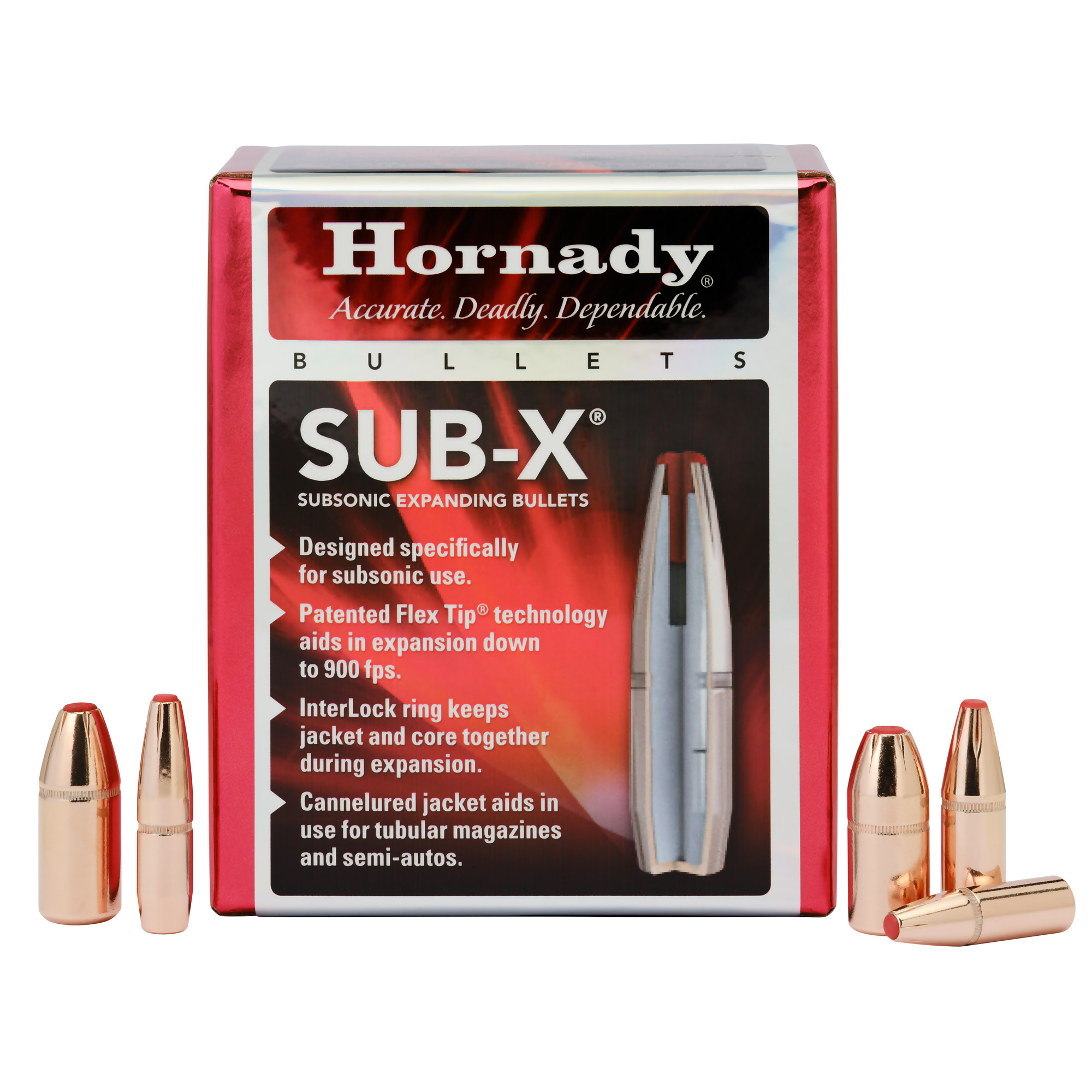 Hornady Sub-X, .357 Diameter, 250 Grain, Flex Tip, 100 Count