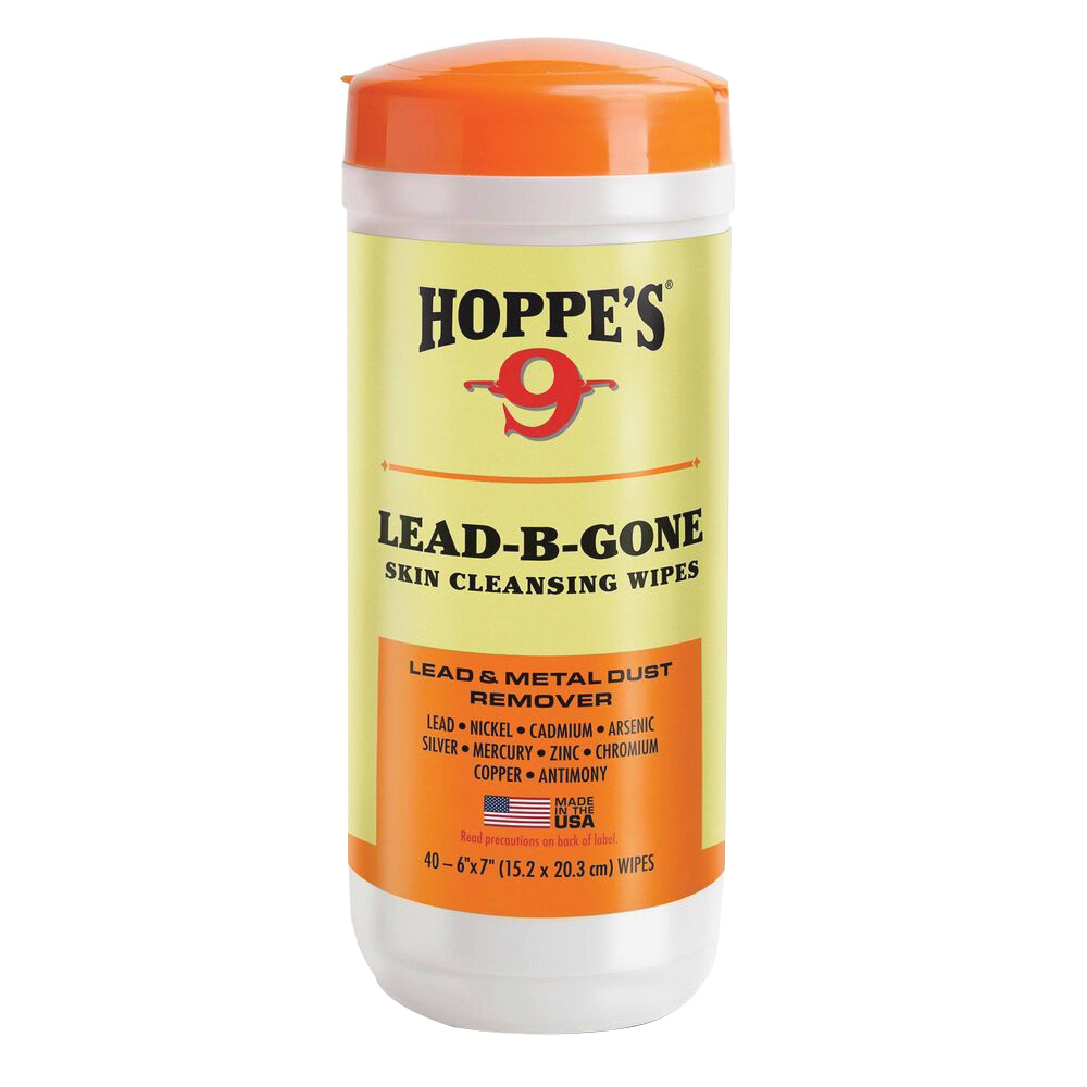 Hoppe's Lead-B-Gone 6" x 7" Skin Cleansing Wipes, Canister of 40 - Hoppe's