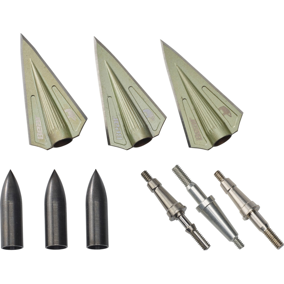 BearX Razorhead 1.12" 2-Blade Double Bevel Broadhead Kit, Green - Bear/Trophy Ridge/Cajun