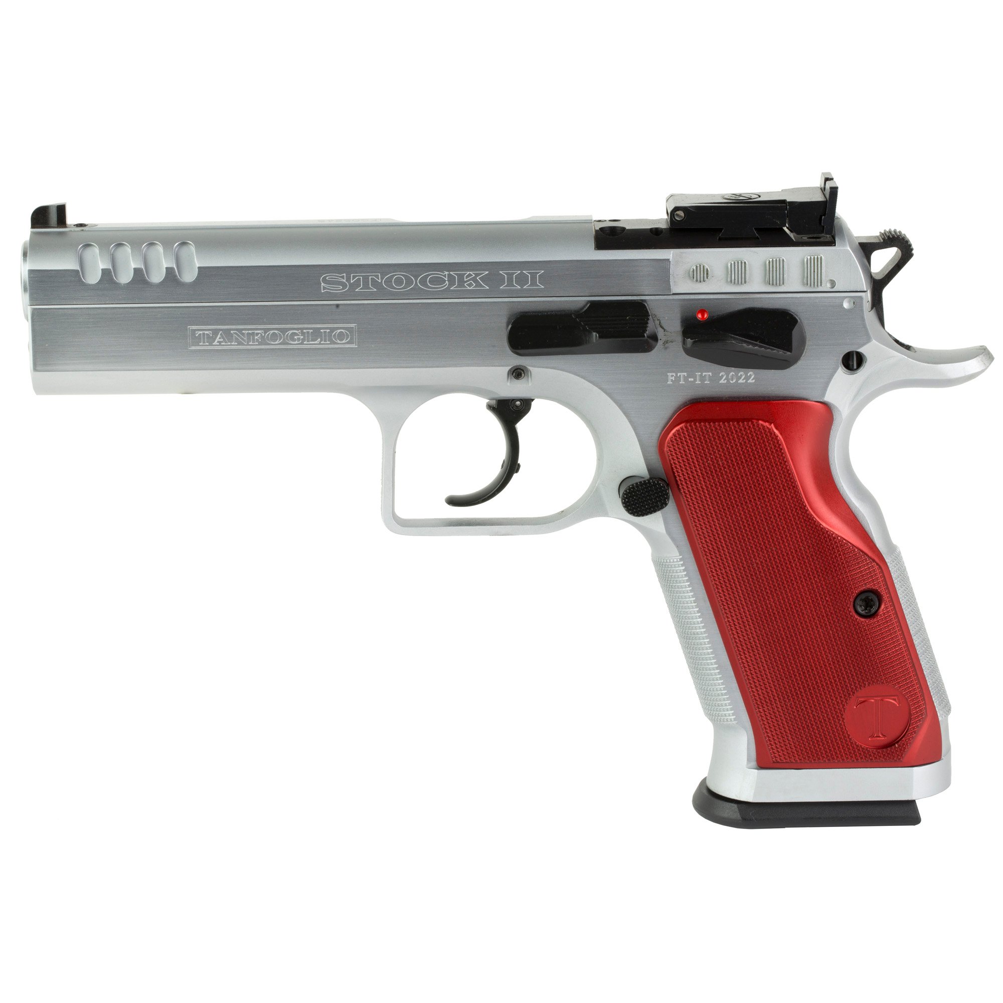 Tanfoglio Stock 9mm Pistol, 4.45" Barrel, Adjustable Sights, Silver - TFSTOCK29OR - Tanfoglio