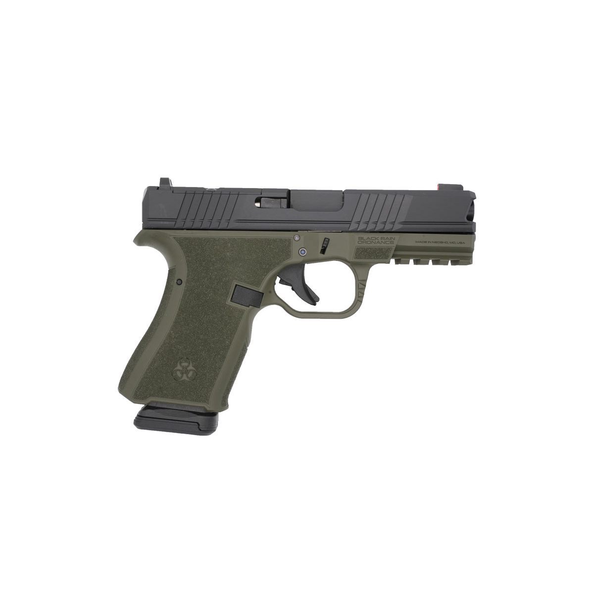Black Rain Ordnance Frontline Compact 9mm 3.75" 15rds, OD Green - Black Rain Ordnance