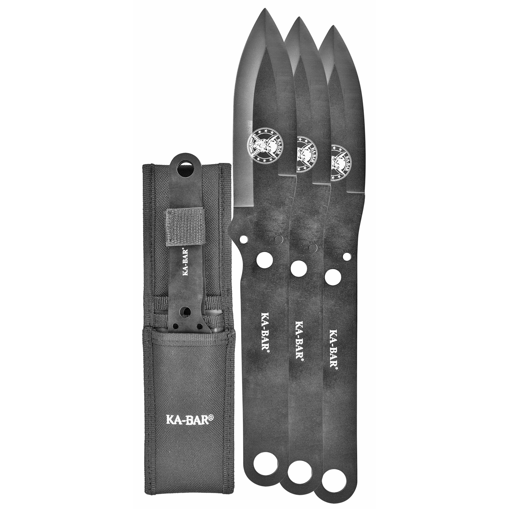 KA-BAR Throwing Knife Set 4" Set of 3 Throwing Knife Fixed Blade Knife, Silver - 1121 - Ka-Bar