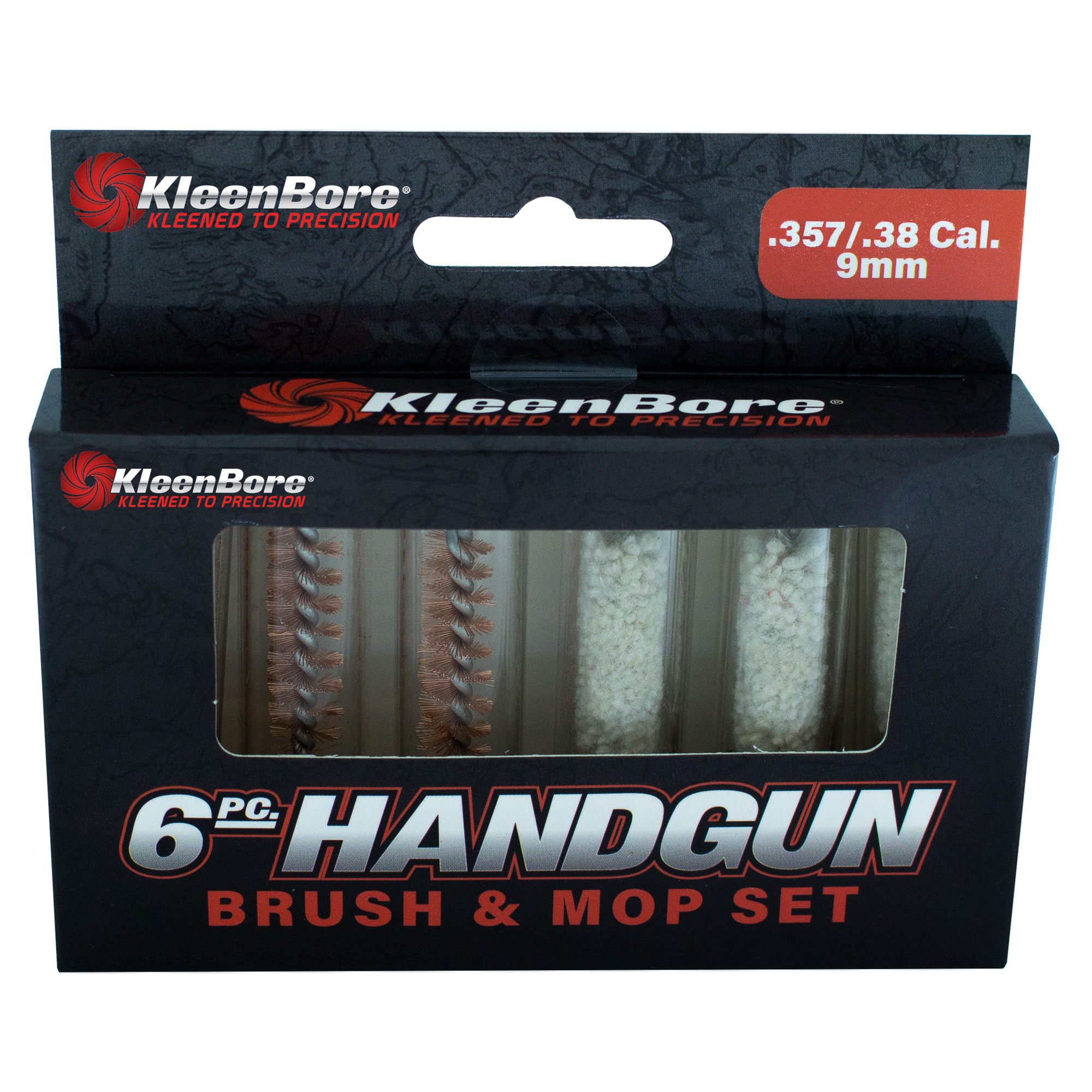 Kleen-Bore Bore Cleaner Brush and Mop Set, Standard #8-32 Thread, fits 9mm/.357/380ACP - 9SET - Kleenbore