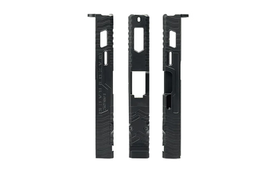 LanTac USA LLC Razorback Stripped Slide, fits Gen 4 Glock 19, RMR Cut with Plate, DLC Finish, Black - Lantac