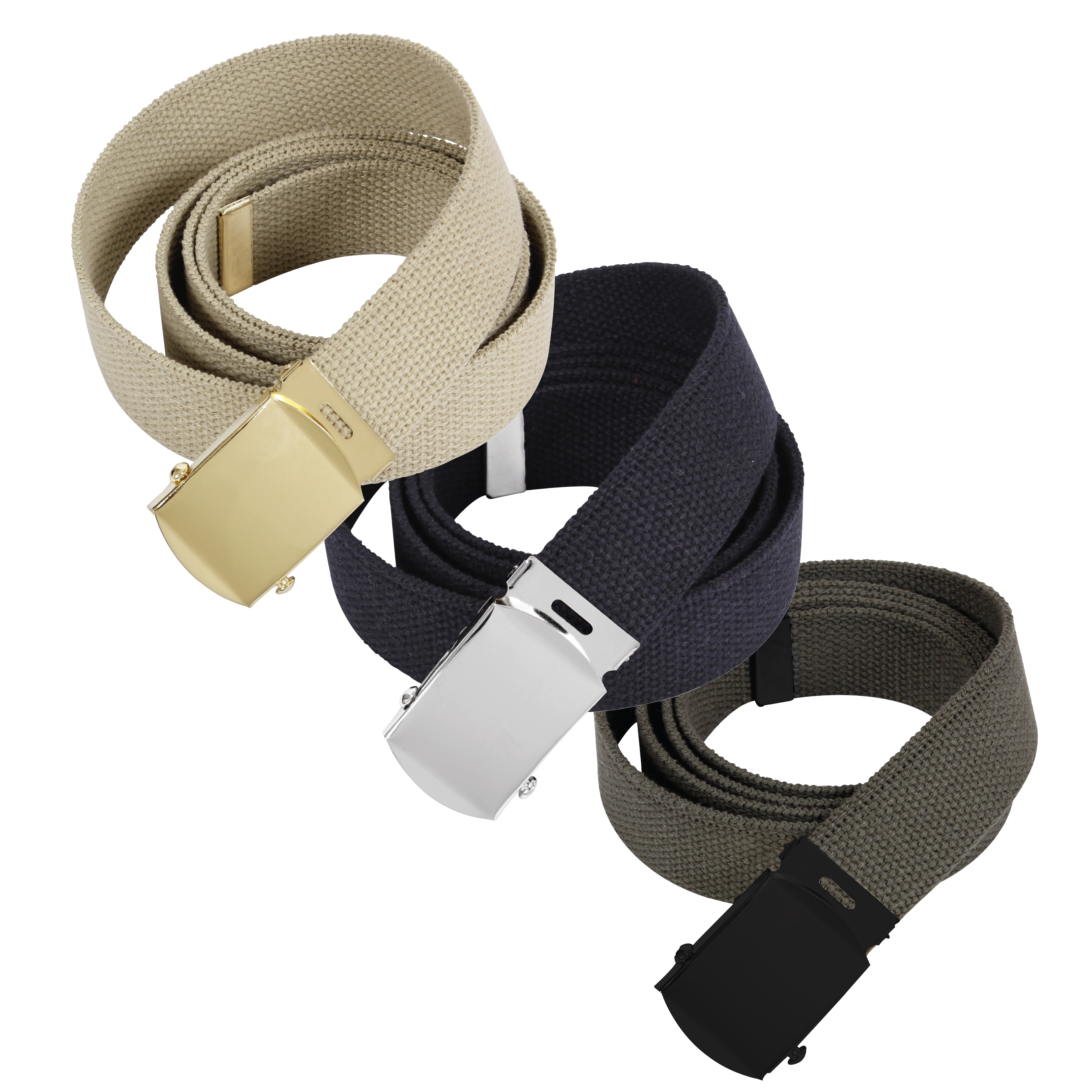 Rothco Rothco Web Belts In 3 Pack - Khaki - Black - Olive Drab, 54 In