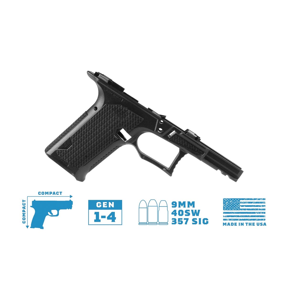 Lone Wolf Dusk 19 CCS Compact/Compact Textured Frame Bare Fits Glock Gen 3-4 G19, Black - Lone Wolf