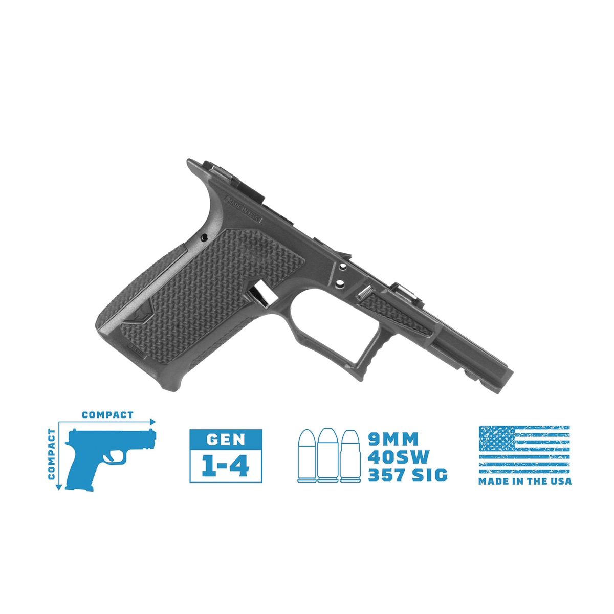 Lone Wolf Dusk 19 CCS Compact/Compact Textured Frame Bare Fits Glock Gen 3-4 G19, Gray - Lone Wolf