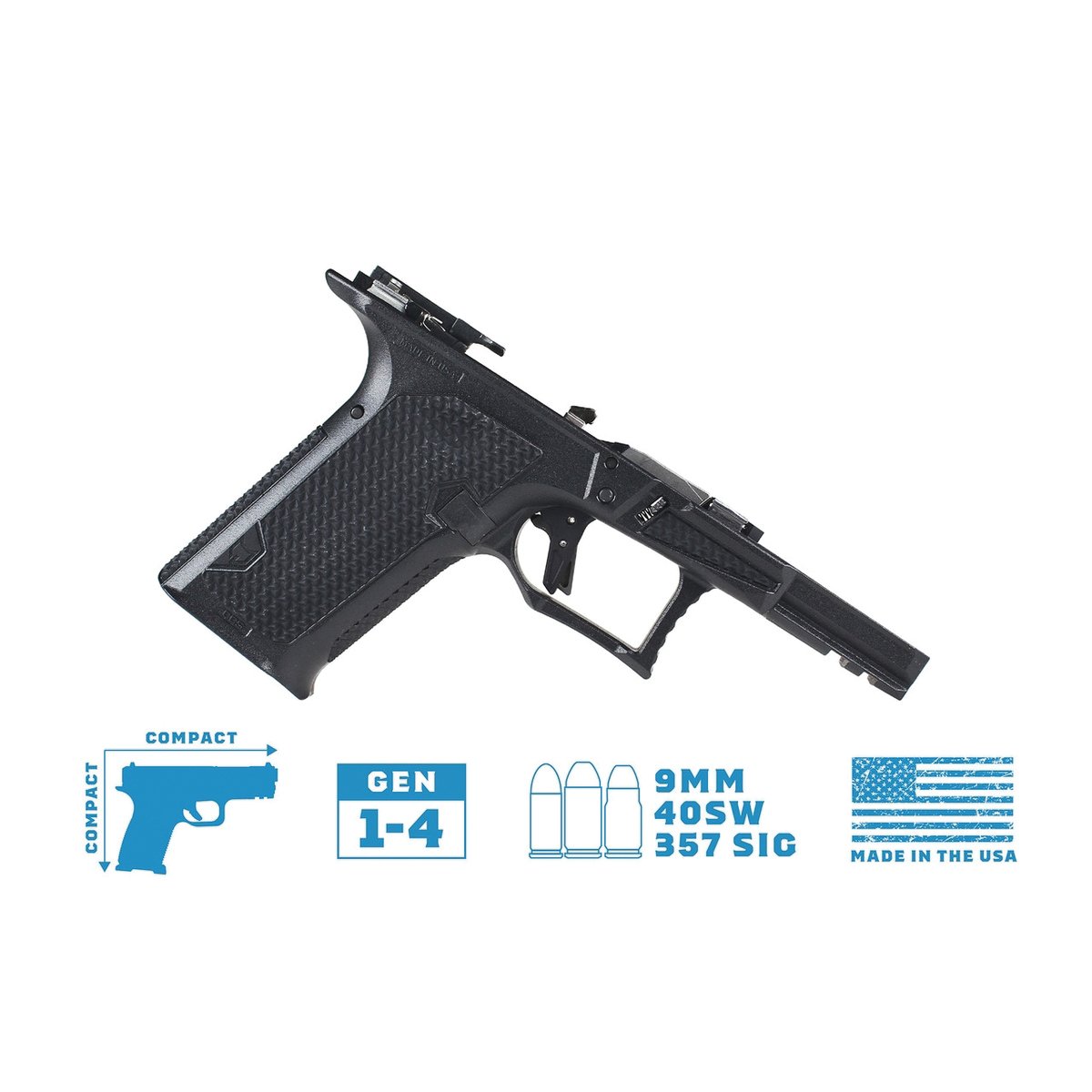 Lone Wolf Dusk 19 CCS Compact/Compact Textured Frame Built Fits Glock Gen 3-4 G19, Black - Lone Wolf