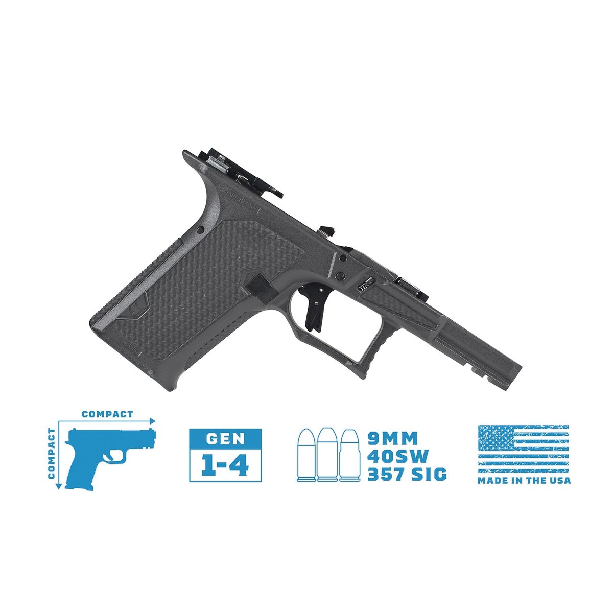 Lone Wolf Dusk 19 CCS Compact/Compact Textured Frame Built Fits Glock Gen 3-4 G19, Gray - Lone Wolf