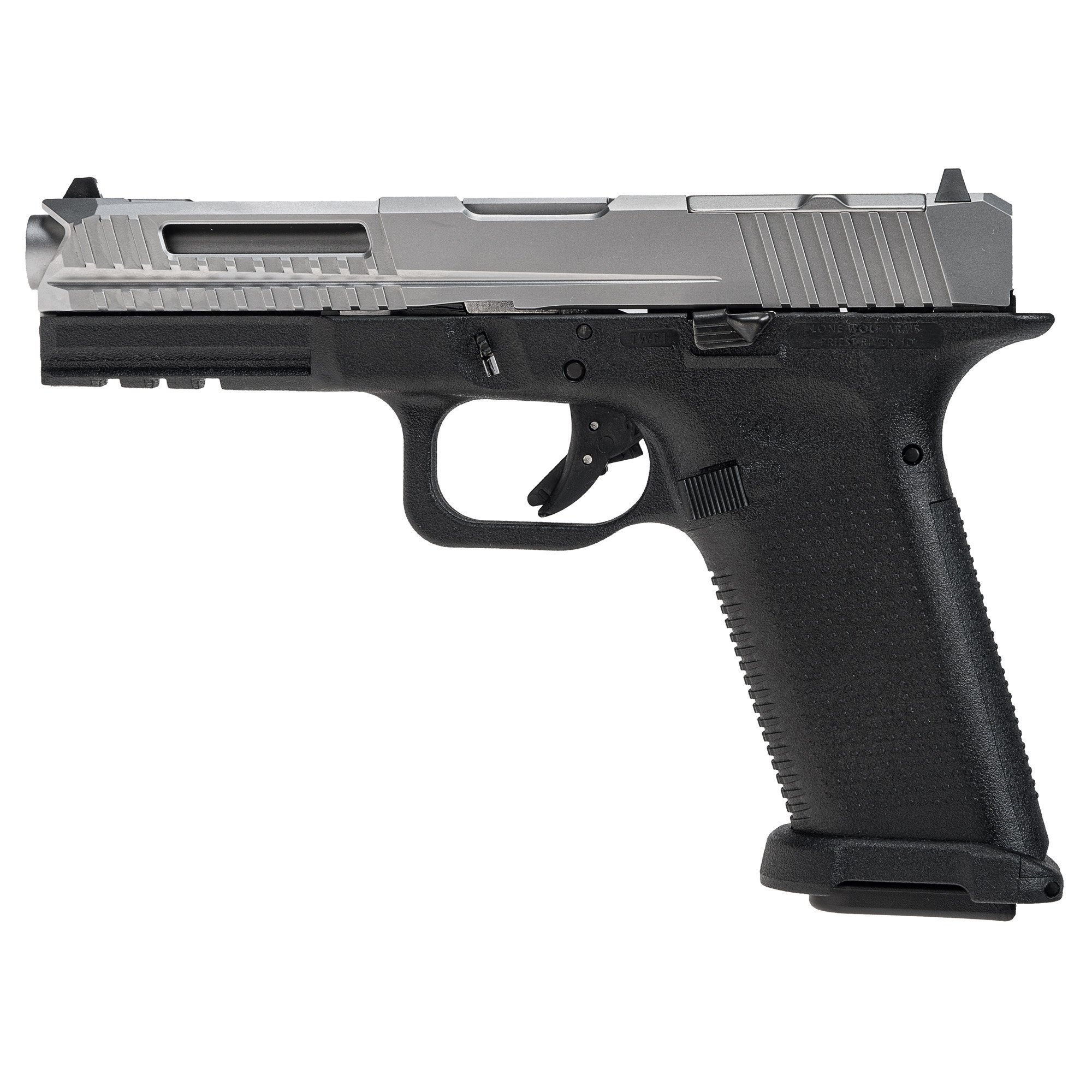 Lone Wolf LTD17-V2-RMR 9mm Pistol, 4" Barrel, 3 Dot Sights, Silver, Black - LWDLTD17V2RMR - Lone Wolf
