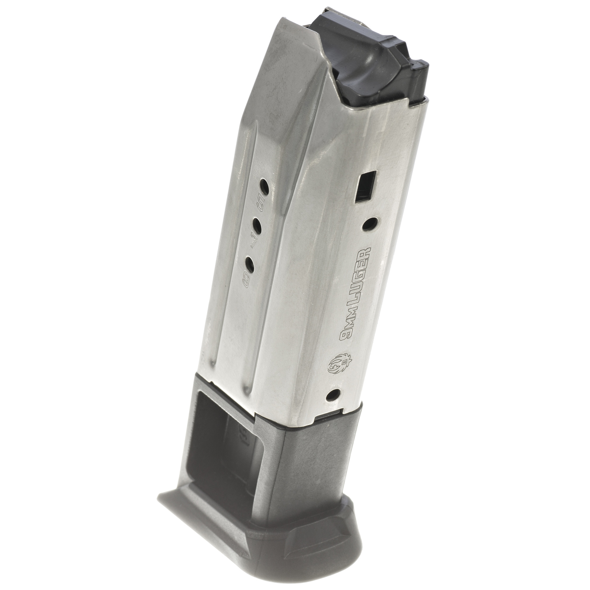Ruger Magazine, 9mm, 10 Rounds, Fits Ruger American, Stainless, Polymer Base, Silver - Ruger