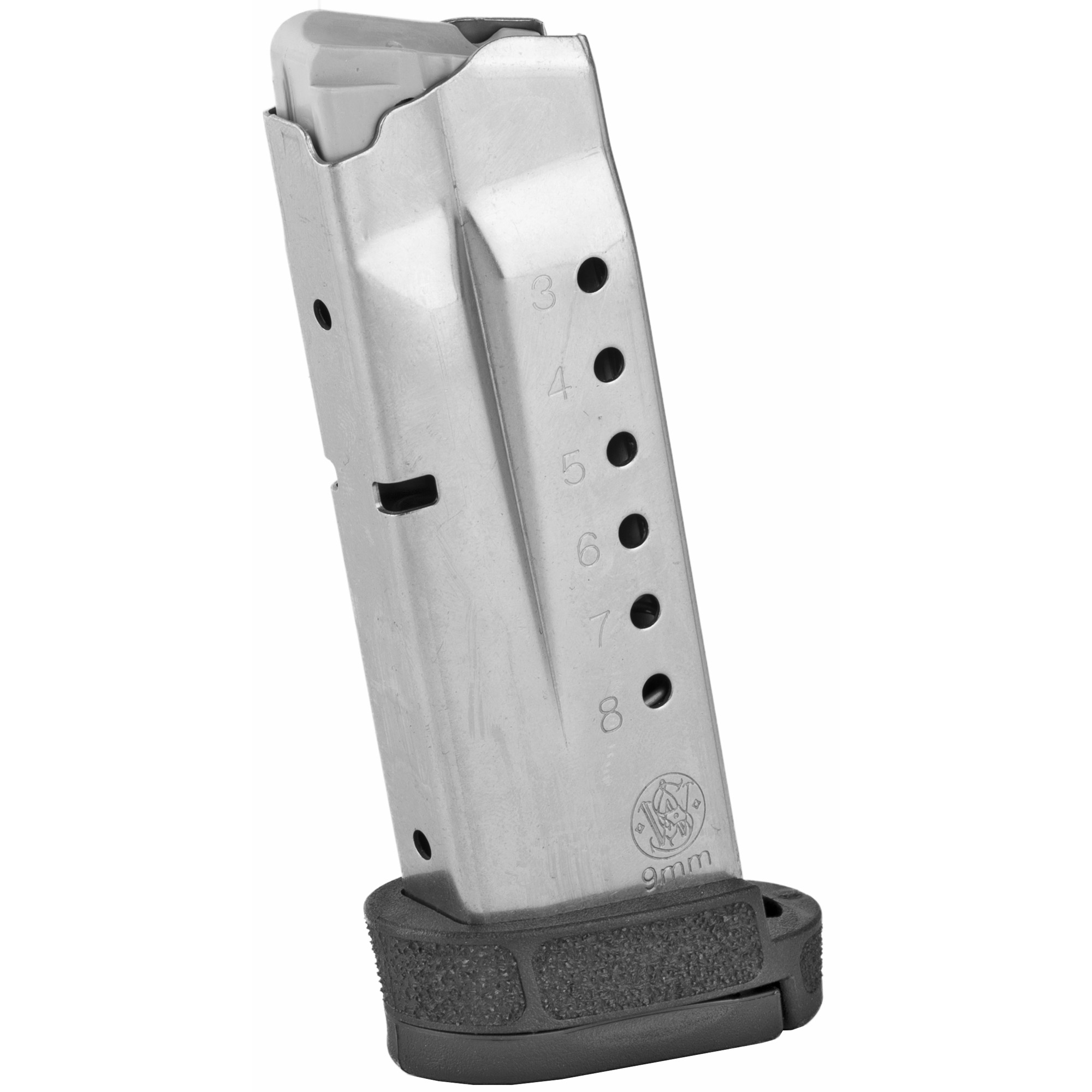 Smith & Wesson Magazine, 9mm, 8 Rounds, Fits Shield M2.0, with Finger Rest, Stainless - Smith & Wesson