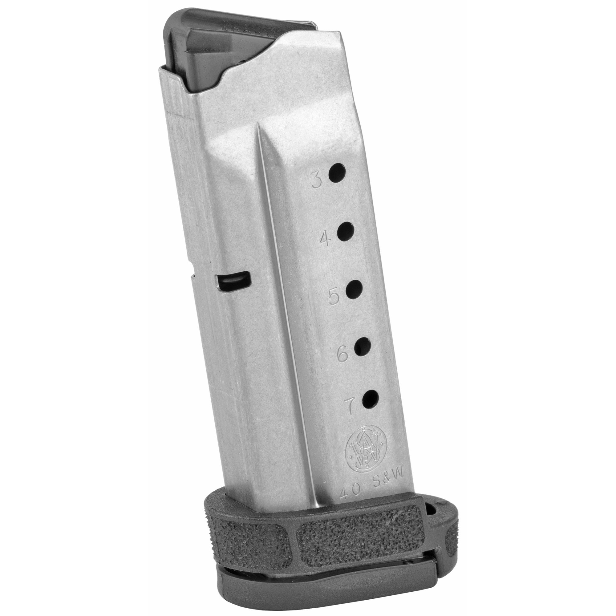 Smith & Wesson Magazine, 40 S&W, 7 Rounds, Fits Shield M2.0, with Finger Rest, Stainless - Smith & Wesson