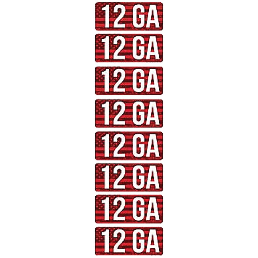 MTM Case Gard 12 Gauge 2.25" L Ammo Caliber Label, Red/White Pack of 8 - Mtm Case Gard