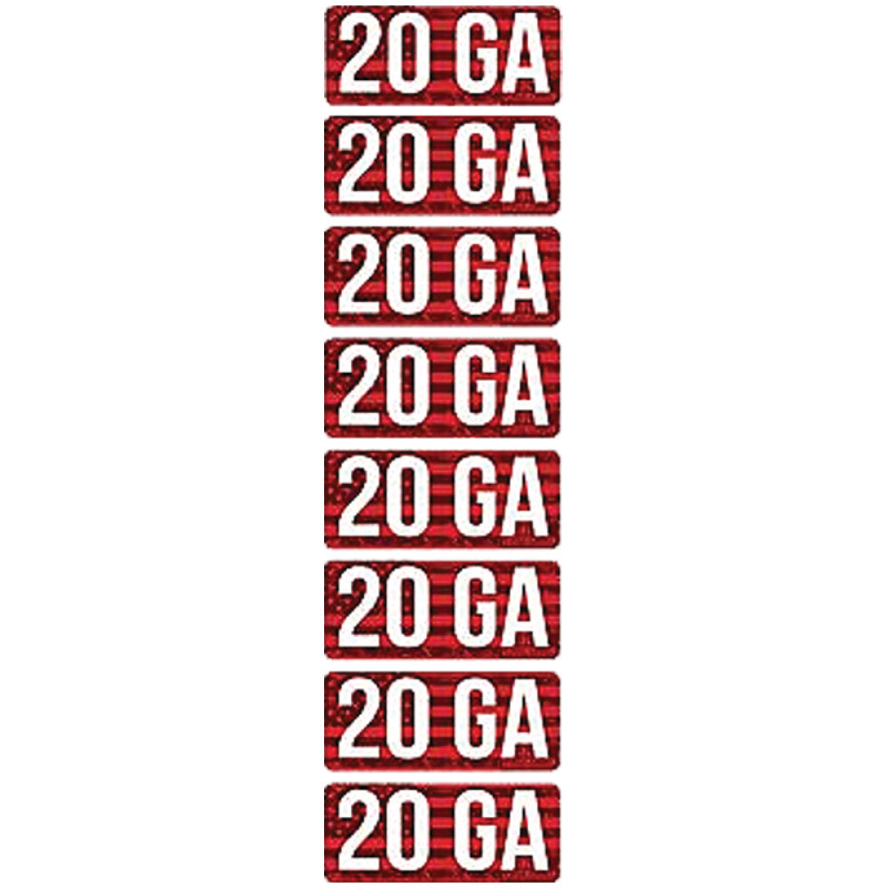 MTM Case Gard 20 Gauge 2.25" L Ammo Caliber Label, Red/White Pack of 8 - Mtm Case Gard