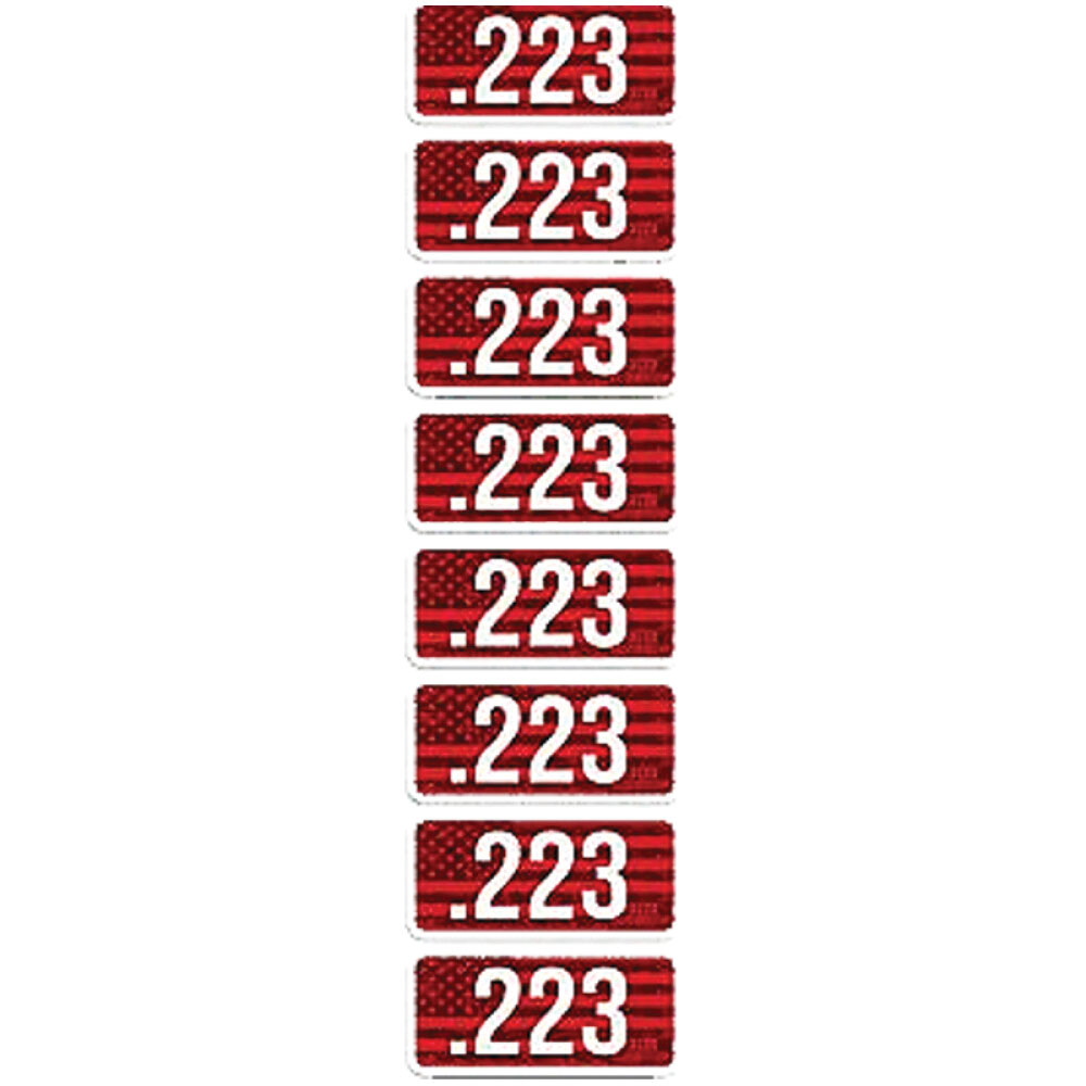 MTM Case Gard .223 Cal 2.25" L Ammo Caliber Label, Red/White Pack of 8 - Mtm Case Gard
