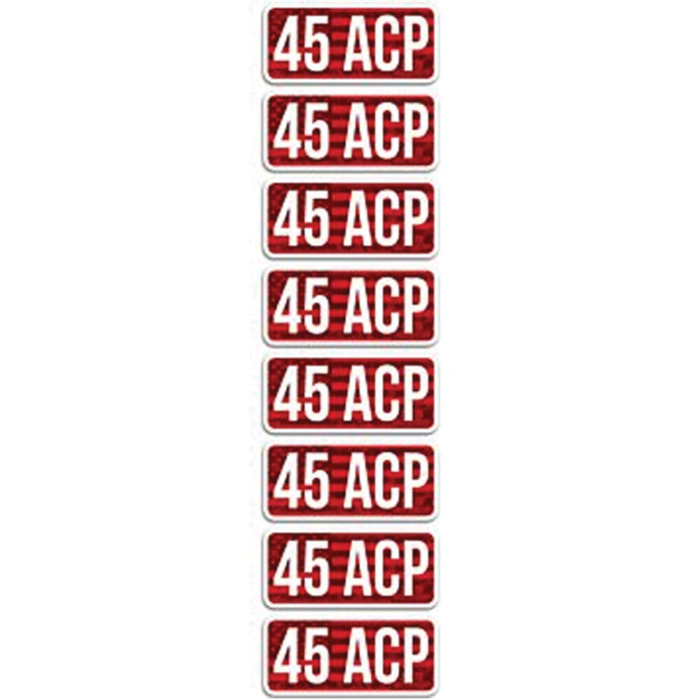 MTM Case Gard .45 ACP 2.25" L Ammo Caliber Label, Red/White Pack of 8 - Mtm Case Gard