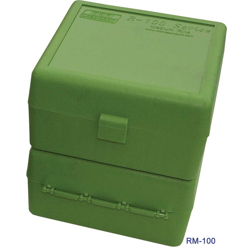 MTM Case Gard .22-250 Remington/.243 Winchester Flip-Top Ammo Box, 100rds Green - Mtm Case Gard