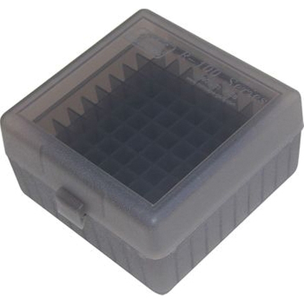 MTM Case Gard .223 Remington/.204 Ruger Flip-Top Ammo Box, 100rds Clear Smoke