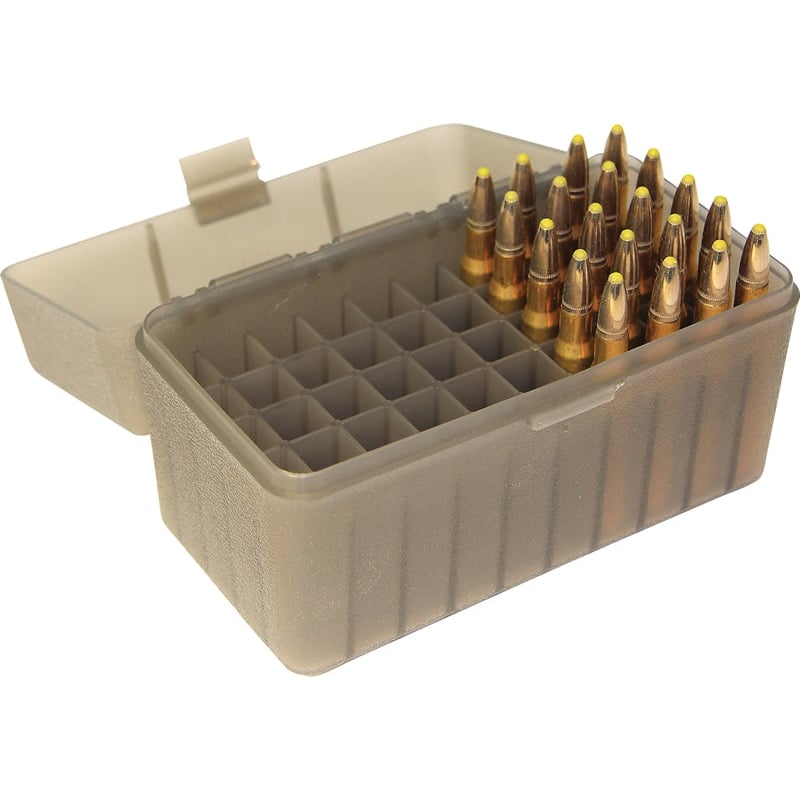 MTM Case Gard .223 Remington/.204 Ruger Flip-Top Ammo Box, 50rds Clear Smoke