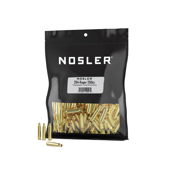 Nosler .204 Ruger Small Rifle Premium Unprepped Bulk Brass, 250rds - Nosler