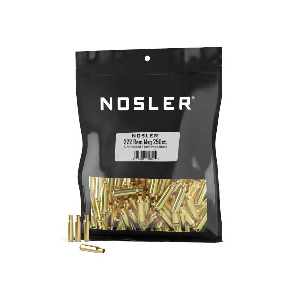 Nosler .222 Remington Magnum Small Rifle Premium Unprepped Bulk Brass, 250rds - Nosler