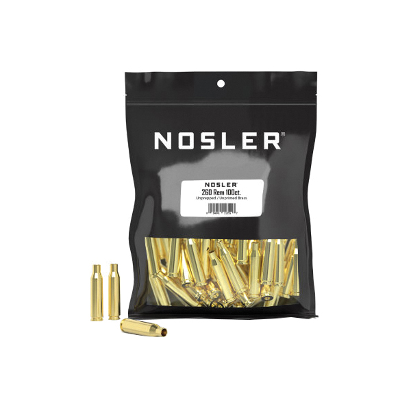 Nosler .260 Remington Large Rifle Premium Unprepped Bulk Brass, 100rds