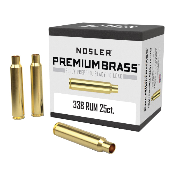 Nosler .338 Remington Ultra Magnum Large Rifle Premium Brass, 25rds - Nosler