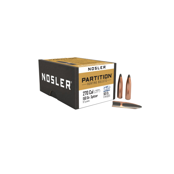 Nosler Partition .270 Cal JFB Rifle Bullet, 150 gr 0.277" 50rds - Nosler