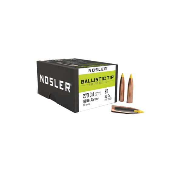 Nosler Ballistic Tip .270 Cal JBTBT Rifle Bullet, 170 gr 0.277" 50rds - Nosler