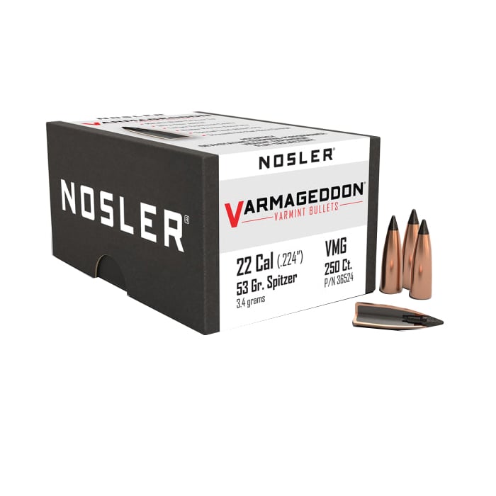 Nosler Varmageddon .22 Cal JPT FB Rifle Bullet, 53 gr 0.224" 250rds - Nosler
