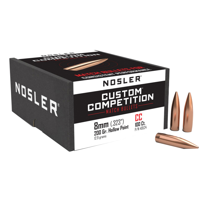 Nosler Custom Competition 8mm JHPBT Rifle Bullet, 200 gr 0.323" 100rds - Nosler