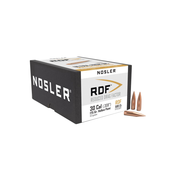 Nosler RDF .30 Cal HPBT Rifle Bullet, 175 gr 0.308" 500rds - Nosler