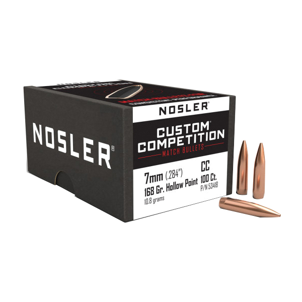 Nosler Custom Competition 7mm JHPBT Rifle Bullet, 168 gr 0.284" 100rds - Nosler