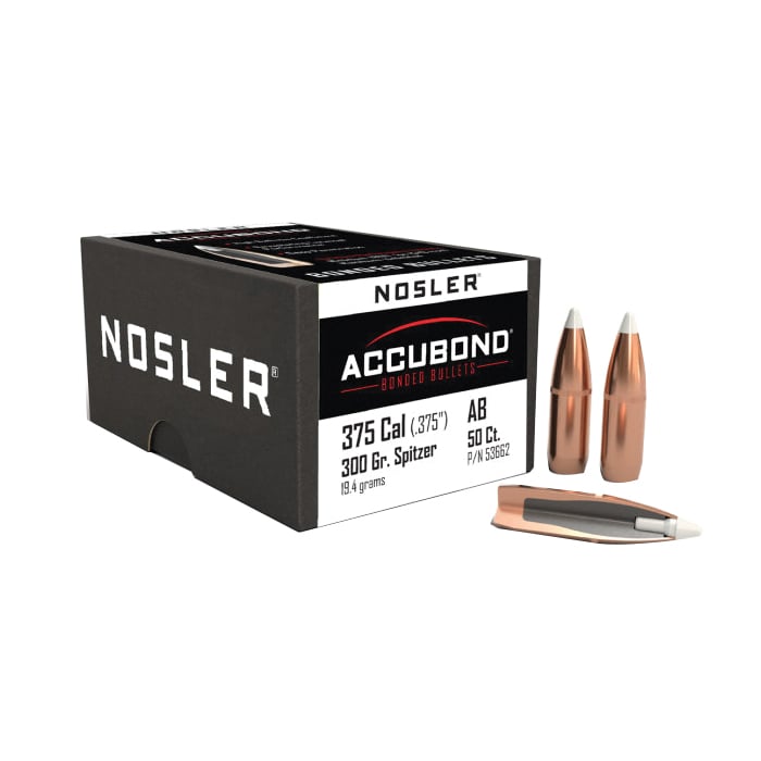 Nosler AccuBond .375 Cal JBTPT Rifle Bullet, 300 gr 0.375" 50rds - Nosler